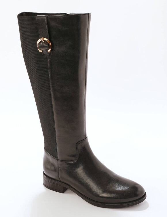 Bottes en cuir, spécial larges mollets. (noir) Bottes en cuir, spécial larges mollets. (noir)